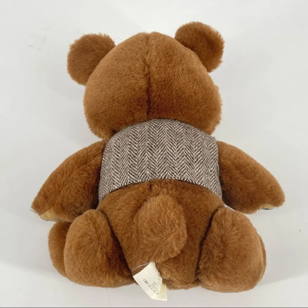 Vintage Dakin‎ Teddy Bear 1987 plush professor wool vest